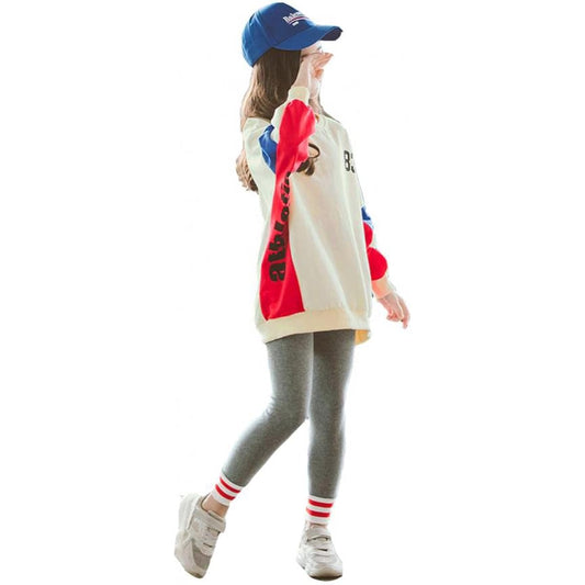 [KOPYUFVA] Children's clothing, girls' top and bottom, 2-piece set, kids' girls tops, sweatshirt pants, sportswear, long sleeves, cute casual, Korean style, everyday wear, spring, autumn, and winter climbing setup