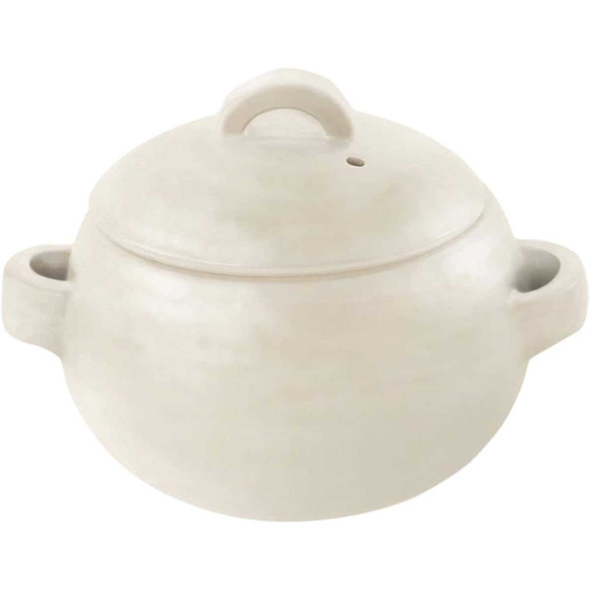 &NE Banko-yaki rice pot, 3 cups, with bamboo rice paddle, white NMT-065-WH