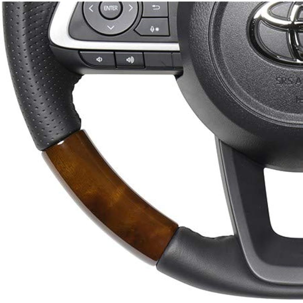 REAL Steering [Rise (200 series) / Roomy (late 900 series) / Justy (late 900 series)] 42 Brown Wood TYD-42BRW-BK