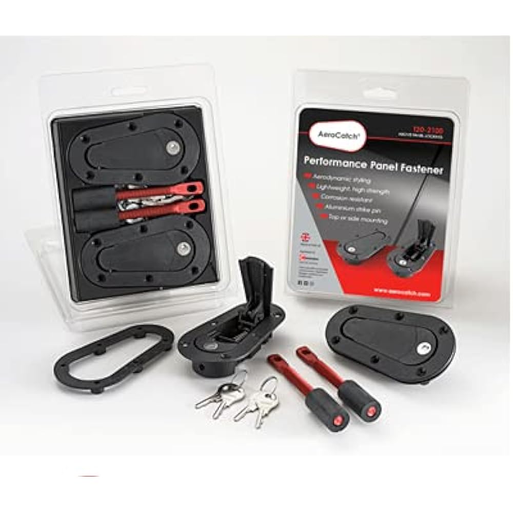 [SFC Genuine Product] AeroCatch Aero Catch 120-2100 Bonnet Pin Plus Flash Type with Key Bonpin Black Set of 2 left and right
