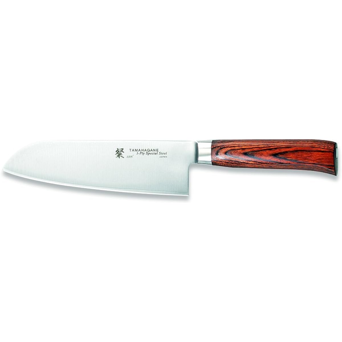 Kataoka Manufacturing Santoku Knife Brown 175mm TAMAHAGANE SN-1114