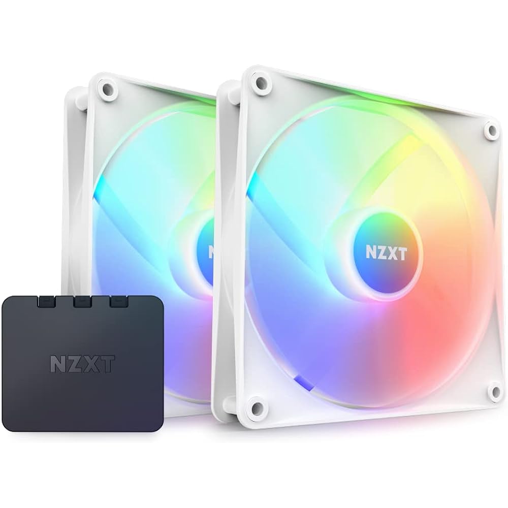 NZXT F140 RGB CORE TWIN PACK & RGB Lighting Controller [White] PC Case Fan RF-C14DF-W1 FN1926