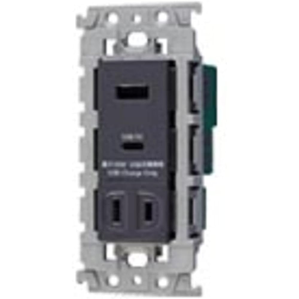 Panasonic Advanced Series Embedded Charging USB Outlet 2 Ports 18W USB-A/C with Door Outlet Gray WTL147740H