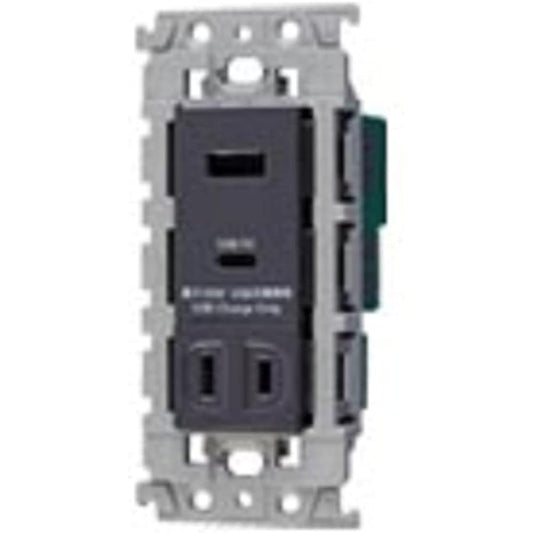 Panasonic Advanced Series Embedded Charging USB Outlet 2 Ports 18W USB-A/C with Door Outlet Gray WTL147740H