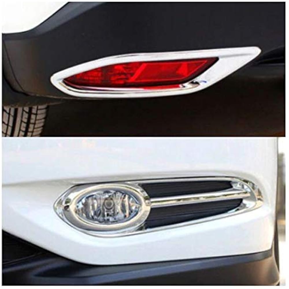 Wellvie VEZEL Vezel Hybrid Front & Rear Bumper Fog Cover Set Plated Rear Fog Garnish Exterior Parts Custom Custom Parts Honda Bezel Car Parts Car Parts Car Parts (4 Piece Set)