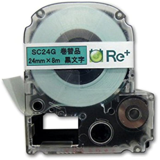 Recycled label tape 24mm green for Replus Tepra SC24G