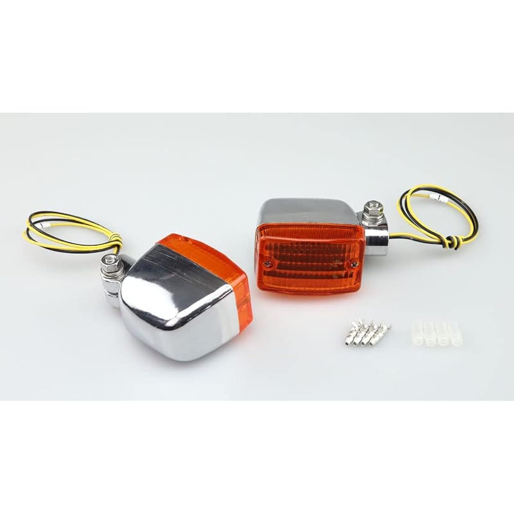 Kijima Motorcycle Bike Parts Turn Signal Lamp #470 Square Type Silver Body/Amber Lens General Purpose 219-5191