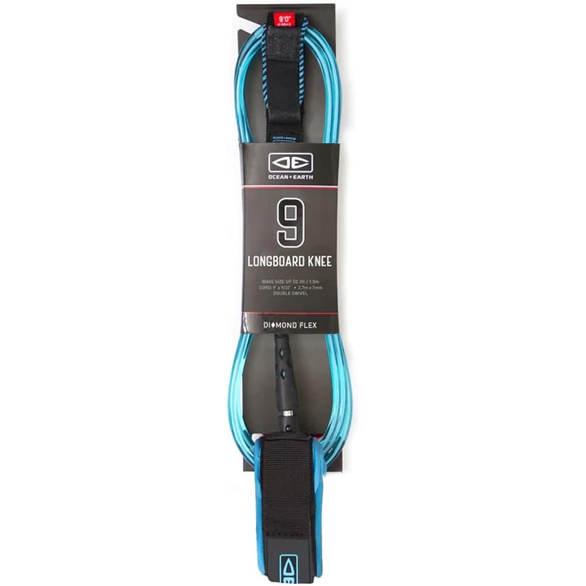 Ocean&Earth Leash LONGBOARD REGULAR KNEE MOULDED LEASH 9'0" Blue