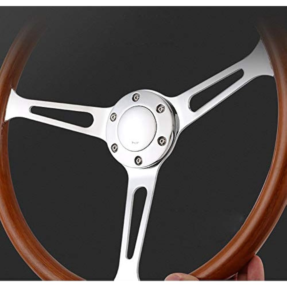 Steering Wheel Mahogany Wood 15 Inch 350mm Retro Paint Change Car Steering Wheel, C