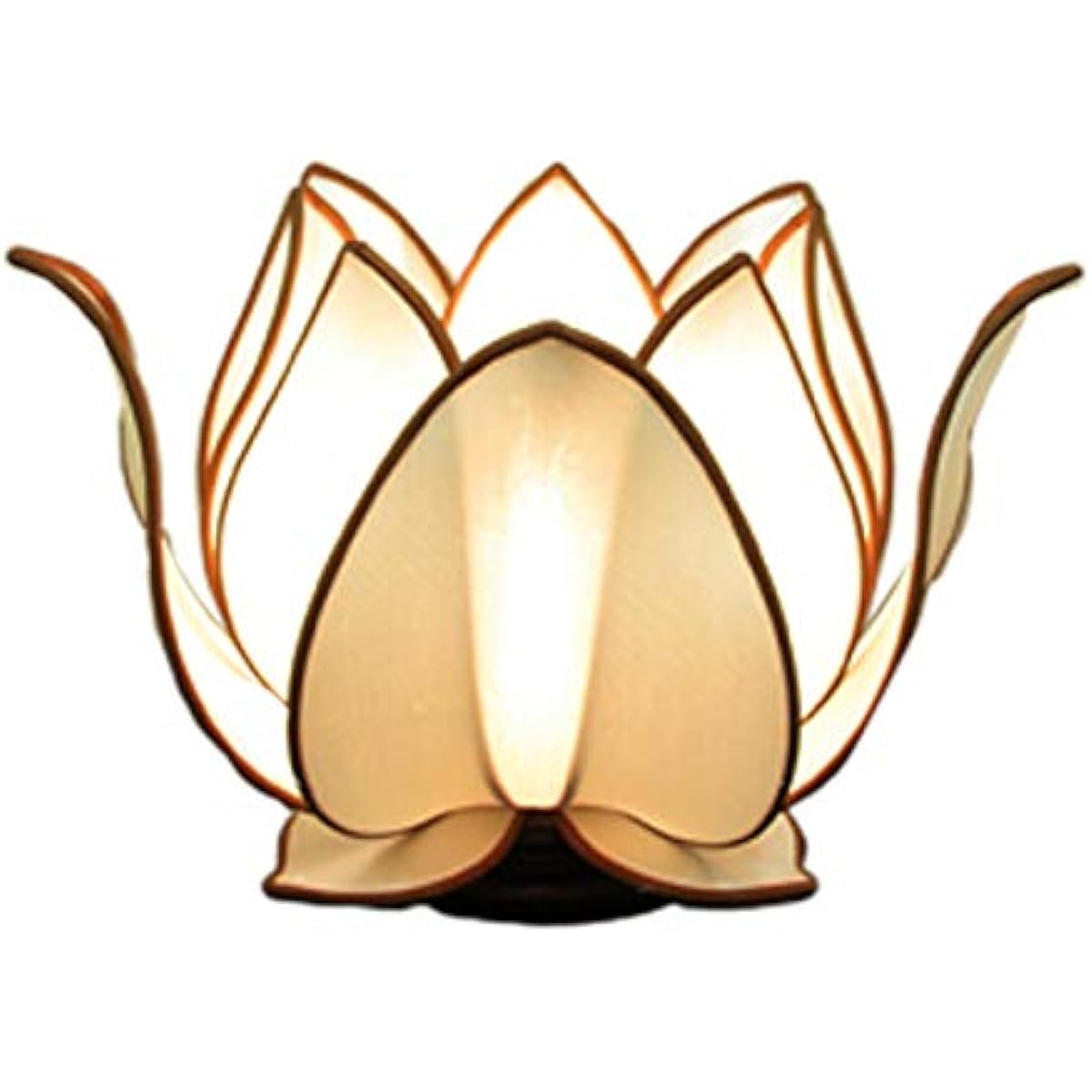 Wanon Lotus Flower L Floor Lamp, Indirect Lighting, Stylish, Cute Lamp, Bedside, Bedroom, Table Lamp, Lighting Fixture, Light, Compatible with LED, Off White/Border: Dark Brown