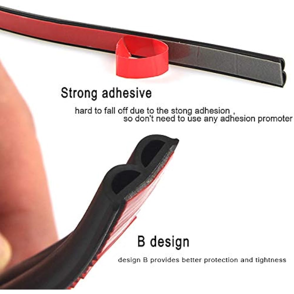 Length 52.4 feet universal self -adhesive auto rubber wesser seal strip width 51/100 inch x thickness 1/5 inch car windows and door engine cover (length 26.2 feet 2 roll)