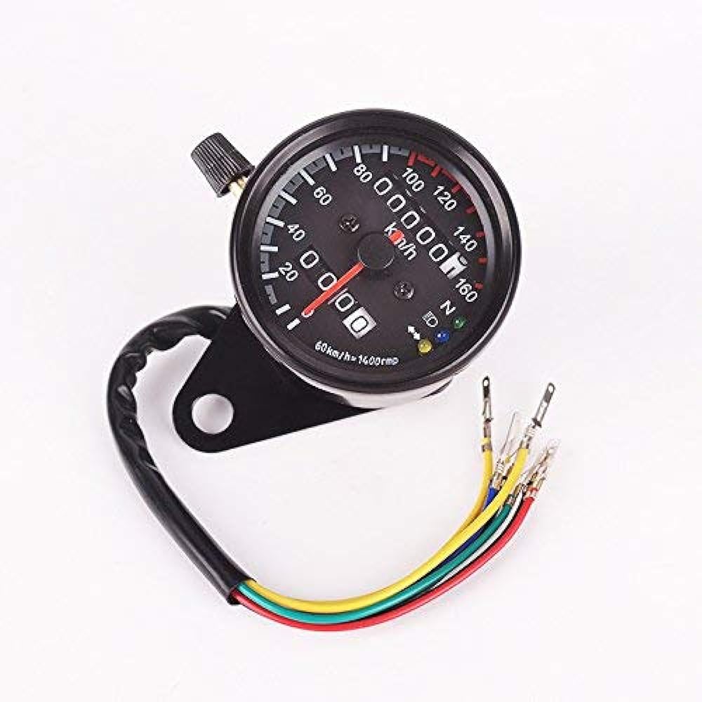 TESWNE Motorcycle Dual Odometer Speedometer Gauge LED Backlight Signal Light