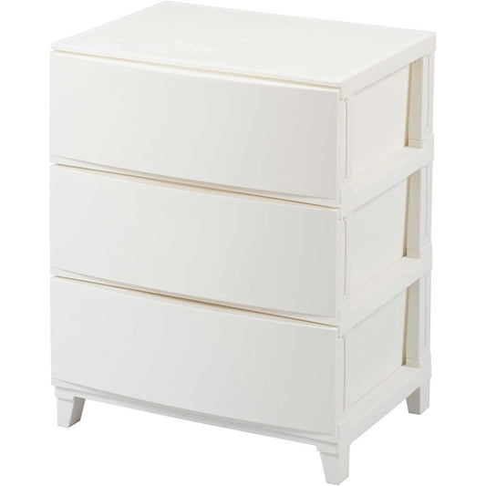 Sanka Rooms Storage Chest White Wide 3 Tiers (Width 54 x Depth 42 x Height 68 cm) Drawers that can be pulled out and tightened easily Scratch-resistant matte panel Easy assembly Stylish Storage case Storage box Made in Japan Clothes case Drawer Living ro