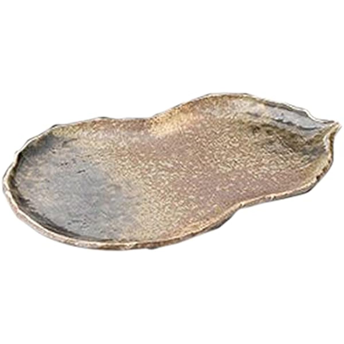 Set of 10 pottery plates, gold colored woven fabric Hisago type 9.0 pottery plates [24.5 x 13.2 x 1.4cm] [Restaurant, inn, Japanese tableware, restaurant, commercial use, tableware]