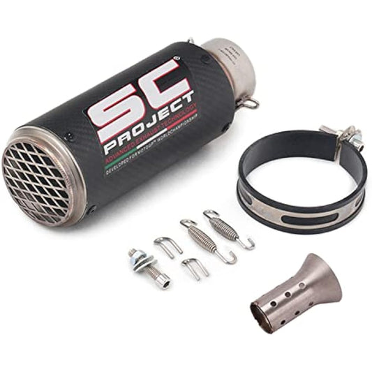 Bike Silencer Slip-on Muffler Bike Muffler Inner Baffle Inlet 60.5mm Universal Length 245mm Body Diameter 89mm