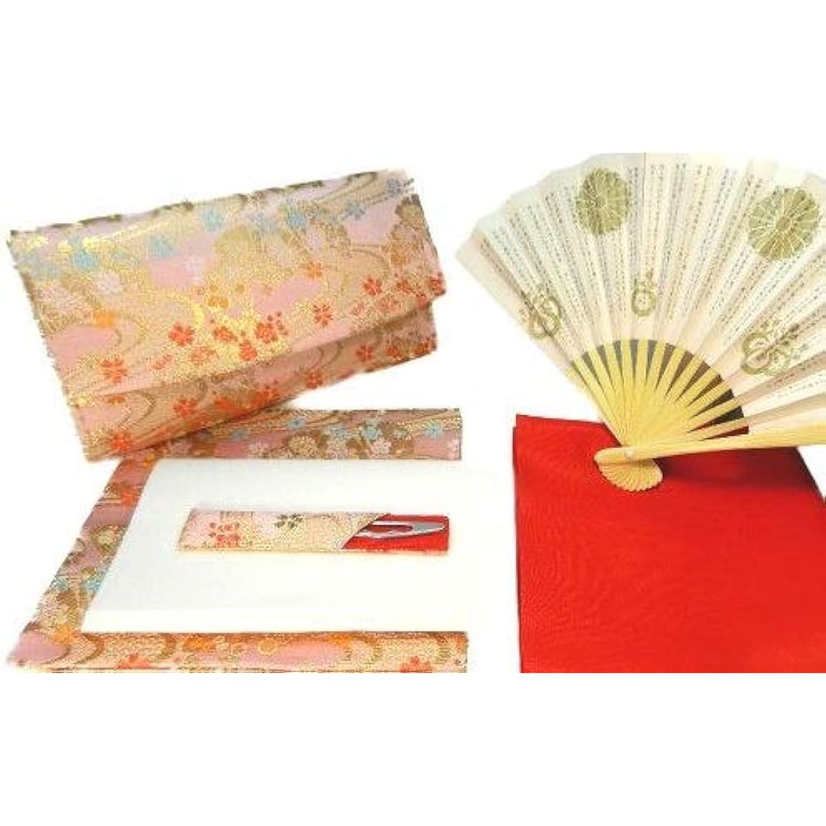 Tea Ceremony Practice Introductory Set of 6 Pieces, Sasa (100% Silk) Trifold Pink Type, Fukusa (Red) Pure Silk, Urasenke Tea Ceremony Practice Introductory Set for Women, Tea Ceremony Introductory Set, Tea Utensils