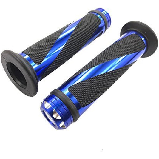 MYK Powersports Grips Universal Fit Aluminum and Soft Rubber Motorcycle Grips Set 7/8" (22mm) Handlebar Blue
