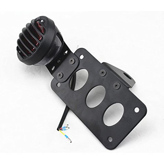 E-Bro Black Side Mount Vertical/Horizontal License Plate Holder Tail Light for Motorcycle
