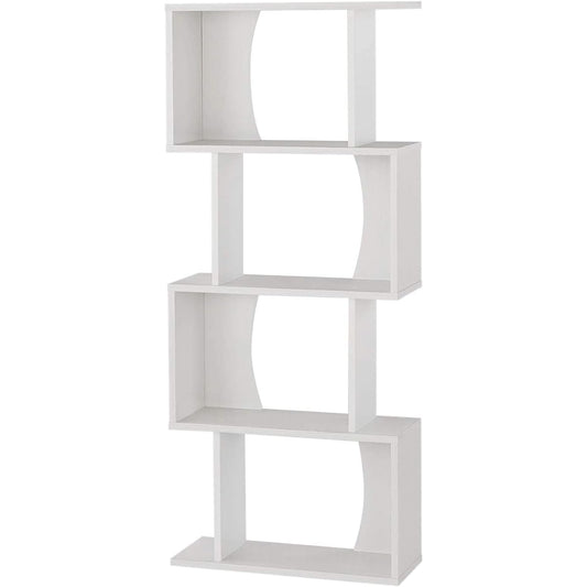 Shirai Sangyo COB-1460WH COB-1460WH Stylish zigzag rack partition bookshelf that can be placed horizontally, back decorated, white, white wood grain, width 59.6, height 142.4, depth 23.4 cm