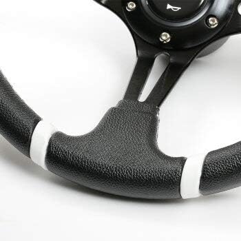 Deporacing Steering Steering 32φ Deep Cone 70mm White DRIFTING & White Cross Stitch Faux Leather PVC (DD32PW)