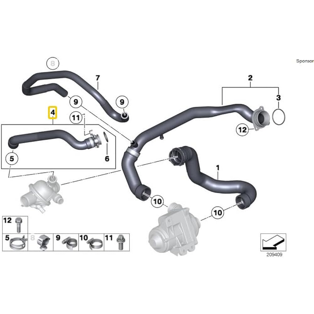 Car Parts Cooling System Water Hose BM X5 X6 E70 E71 N55 11537585023 Radiator Horse 11 53 7 585 Car Parts