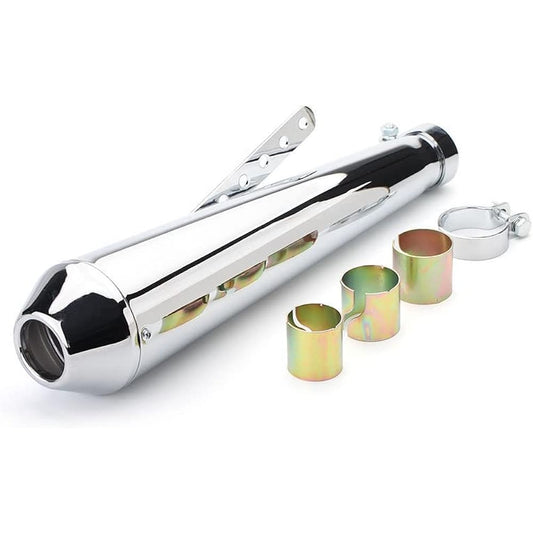 Slip-on Muffler Motorcycle American Megaphone Replacement Lunessa Estrella W400 W650 W800 XL883 GN125 General Purpose External Product (Silver)