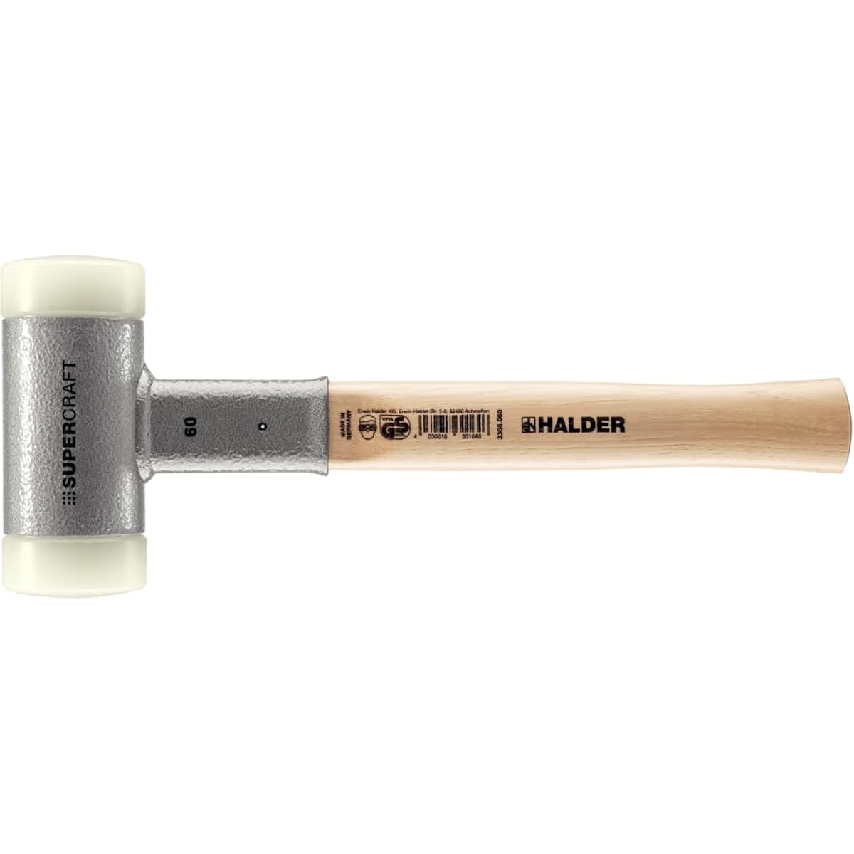 Rohmheld Halder HALDER Shockless Recoilless Super Craft Hammer Hickory Handle Nylon (White) Diameter 60 3366.060