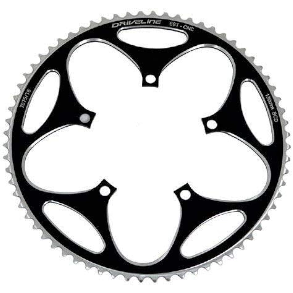 Driveline 68T CNC AL7075 Road Bike Bicycle Chainring 68T, BCD 130mm, Black, ST1409