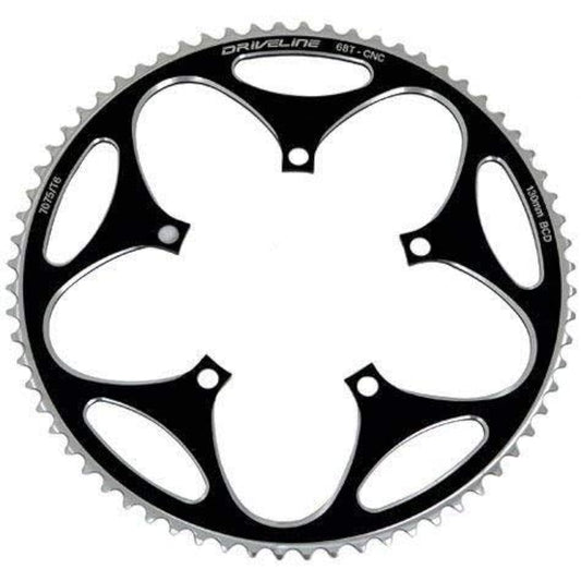 Driveline 68T CNC AL7075 Road Bike Bicycle Chainring 68T, BCD 130mm, Black, ST1409