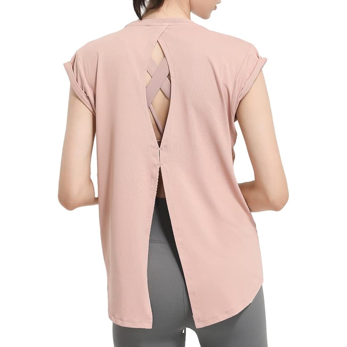 [vimare] Women's Yoga Wear Tops Short Sleeve Training French Sleeve 2way Ribbon