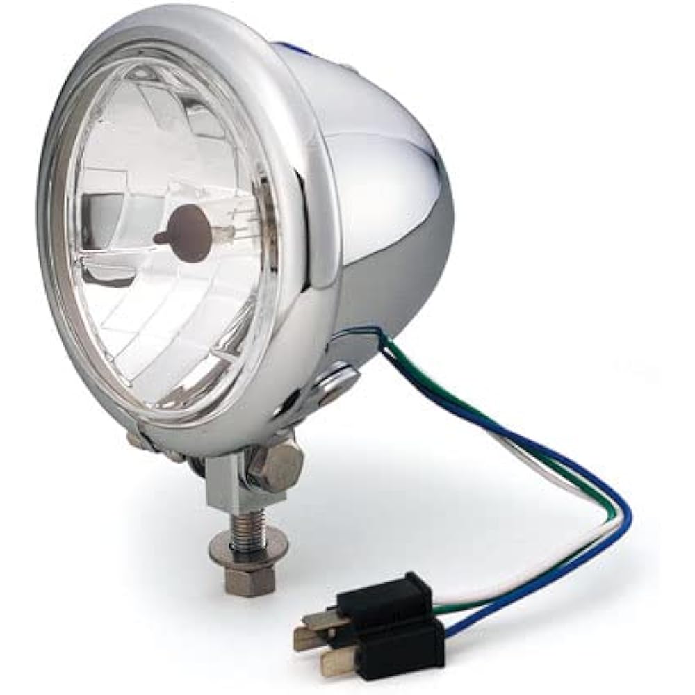 Kijima Motorcycle Bike Parts Custom Headlight (Not Compatible with Vehicle Inspection) Bates Type Plated Body 4.5 Inch (Body Diameter: 120/Depth: 65) Multi-Reflector H4 (12V35/35W) 205-313