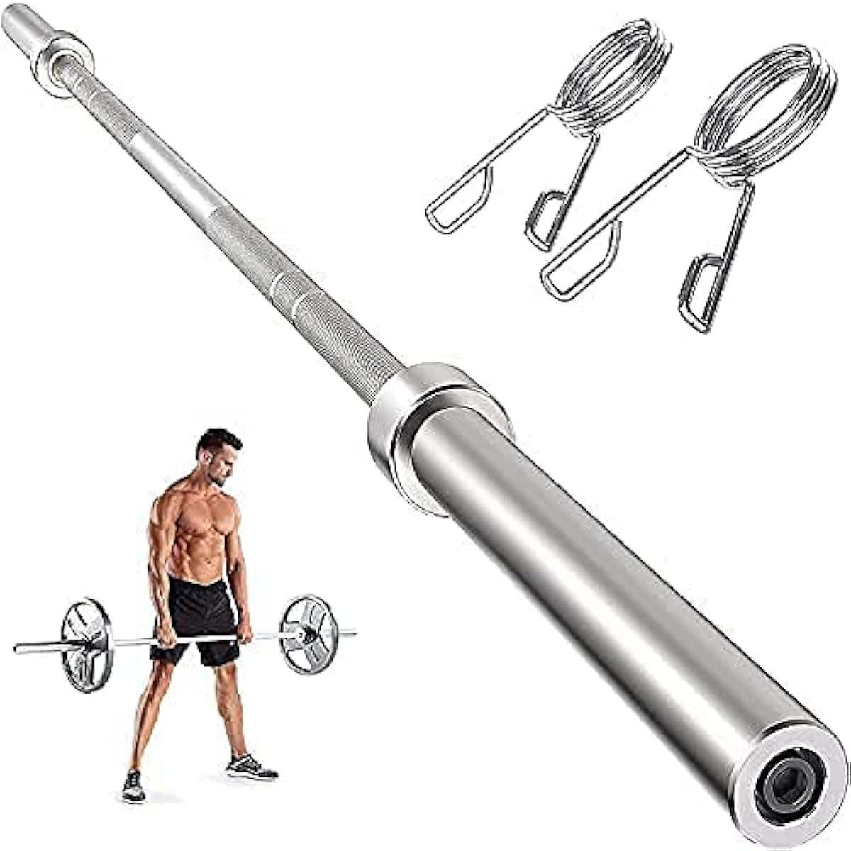 sumunior Barbell Shaft 120cm Olympic Barbell Shaft Diameter 25mm Training Shaft Muscle Training Equipment Biceps Arm Strength Strengthening Training Fitness Bar Regular Barbell Shaft Barbell Entry Training Bar Wide Grip Type Olympic Bar