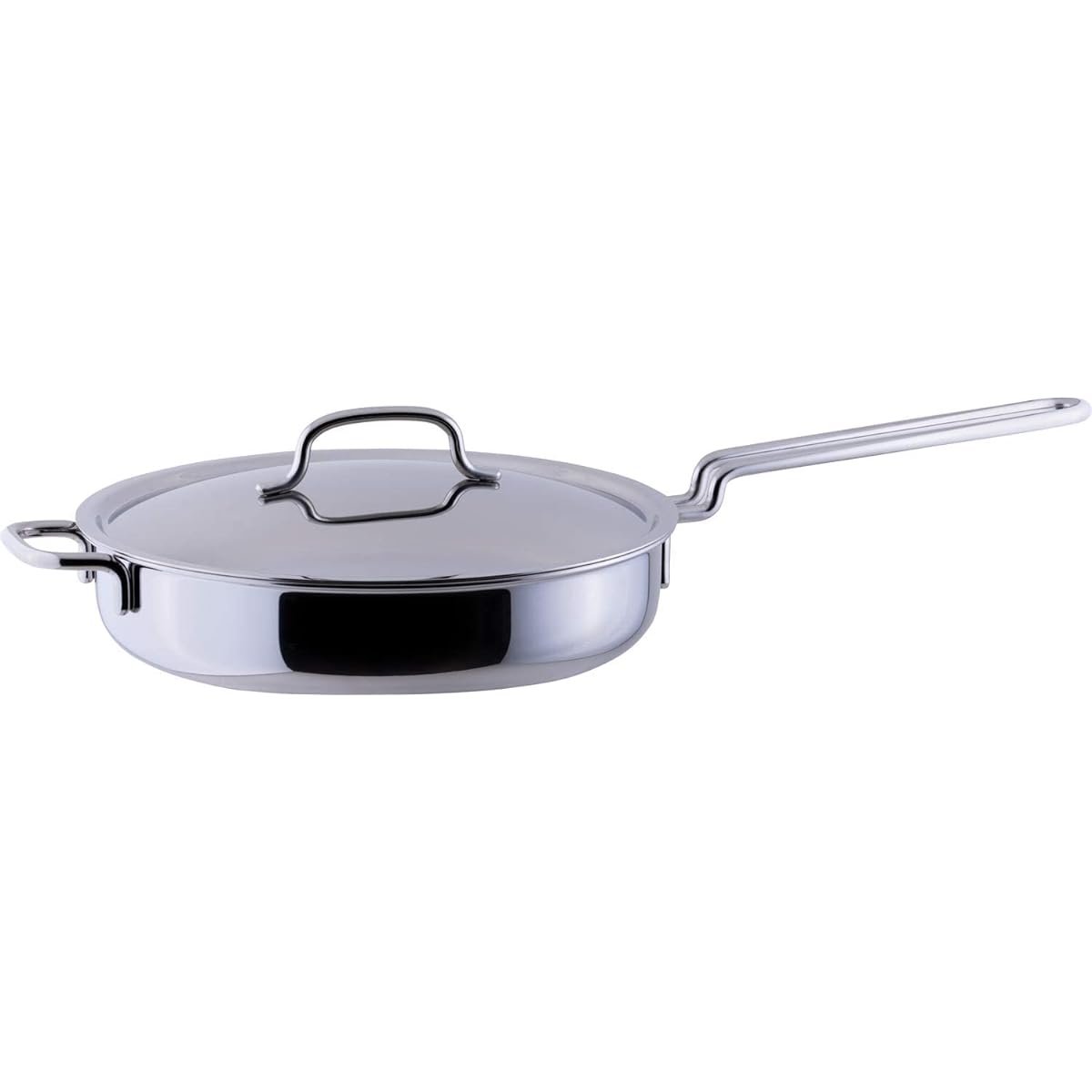 Miyazaki Seisakusho GEO Saute Pan 25cm Made in Japan IH Compatible with All Heat Sources 7 Layer Structure 15 Year Warranty GEO-25ST Silver
