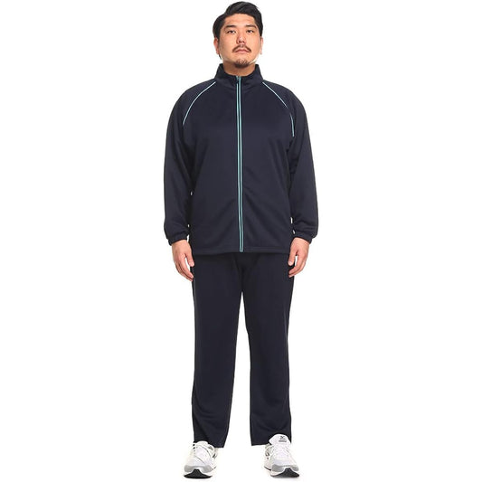 [Sakazen] B&T CLUB Large Size Men's Antibacterial and Odor Resistant Water Absorbent Quick Drying Stand Jacket Long Pants Setup Jersey Sports Training Top and Bottom Set Dark Gray/Black/Navy 3L-10L Equivalent