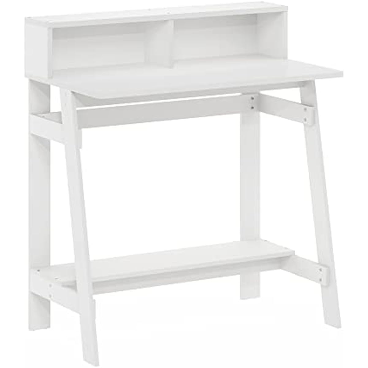 Furinno Computer Desk/Computer Desk/Study Desk A-Shaped Frame with Shelf Simplistic Series Color: White 14054WH