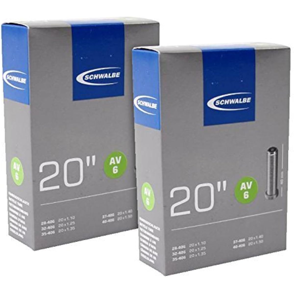 SCHWALBE 20 x 1.10/1.50 (28/40-406) Tube AV6 American style 2-piece set [Parallel import goods]