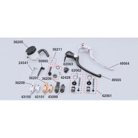 Daytona NISSIN Motorcycle Brake Master Cylinder Radial Repair Part Brake Lever Buff Clear 49564