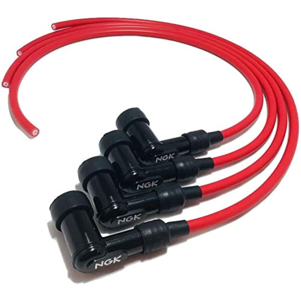 NGK plug cord set red Zephyr 400,750,Z400FX,Z550FX,GPZ400F,Z400GP,Z1R.Z650,Z750FX etc.