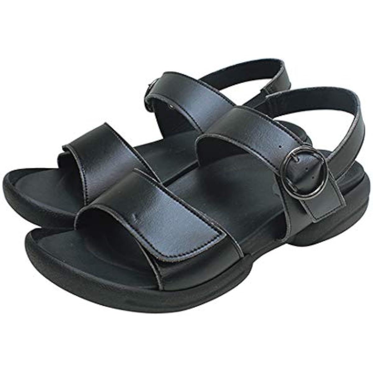 [Regetta] Flat Sandals RW-1014 Women's Office Nurse Sandals Back Belt Velcro Adjustable Low Heel High Instep Easy to Walk Easy to Wear Less Fatigue No Pain Made in Japan