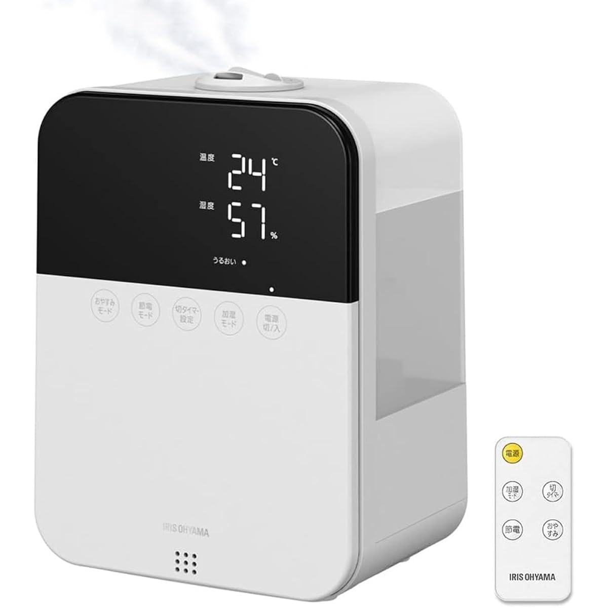 IRIS OHYAMA Humidifier Large Capacity Ultrasonic Steam Type (Heating Type) Hybrid Type Humidification Volume 350ml Tank Capacity 4.5L ~10 Tatami 12 Hours Continuous Humidification Compatible with Aroma Compatible with Remote Control Compact Tabletop Desk