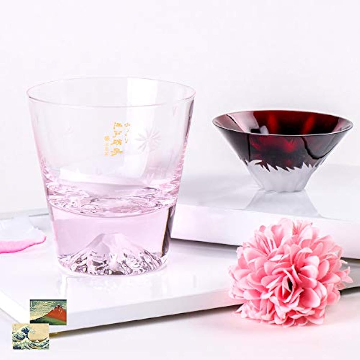 Fuji Glass, Tajima Glass, Cherry Blossom Color, Rock Glass x Mt. Fuji Celebration Glass, Red Pair Set, Souvenir Grand Prix, Edo Glass, Cutter, Whiskey Glass, Rock Glass, Sake, Beer, Father's Day,