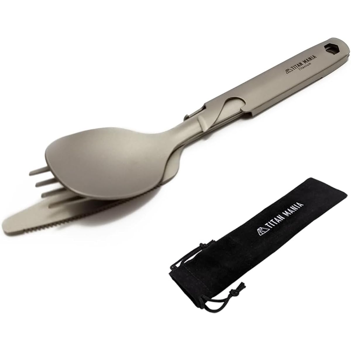 TITAN MANIA Cutlery Titanium Chopsticks Cutlery Spoon Fork Knife Set Cutlery Set Camping Outdoor Solo Solo Camping Compact Titanium Ultra Lightweight Sturdy Barbecue Camping Equipment