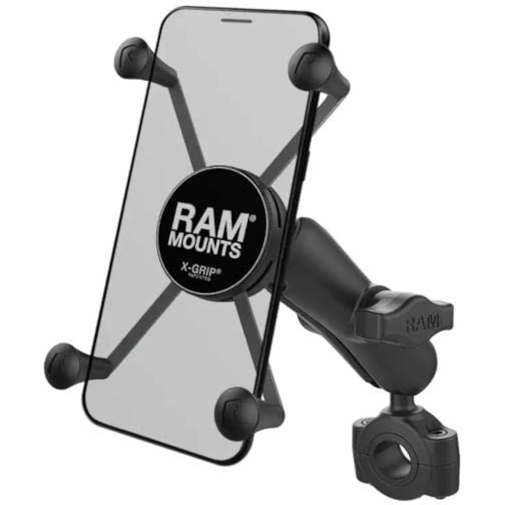 RAM MOUNTS Mount Set X Grip & Bar Mount Base (Standard Arm) Bar Diameter 19mm-25.4mm for Phablet Black RAM-B-408-75-1-UN10U
