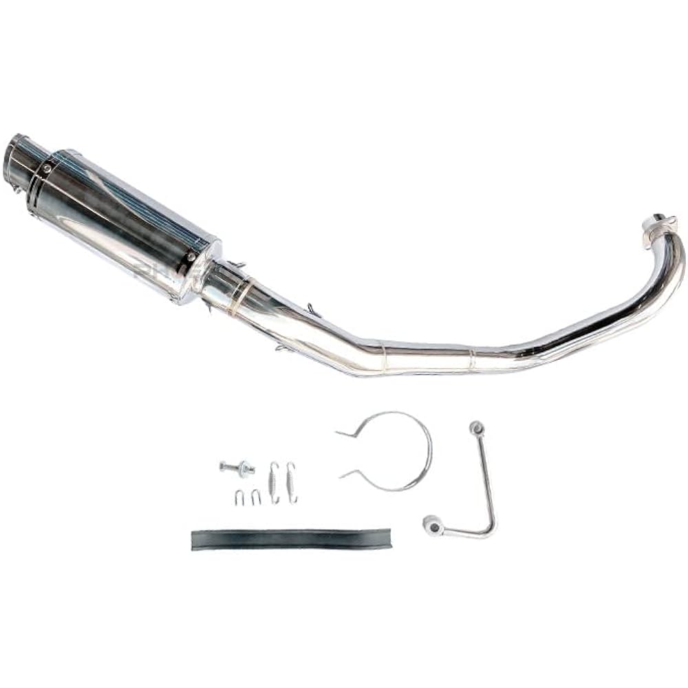 PHOENIX Short Muffler Body Monkey Stainless Steel Silver Silencer Exhaust Pipe Straight Exhaust Pipe Shot Muffler Curl End