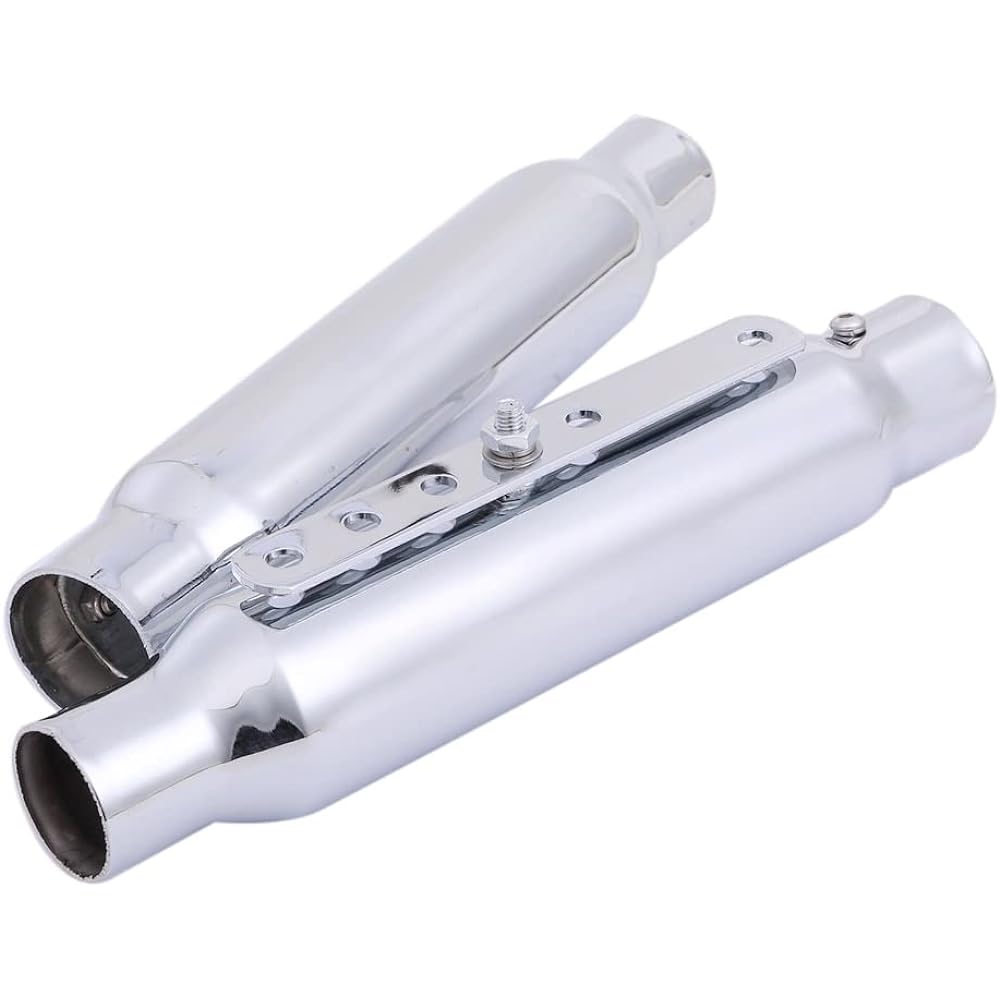 CustomDivine American Short Slip-on Muffler Set of 2 Lunessa Estrella W400 W650 W800 BOLT XL883 GN125 etc. Motorcycle General Purpose External Product (Silver)