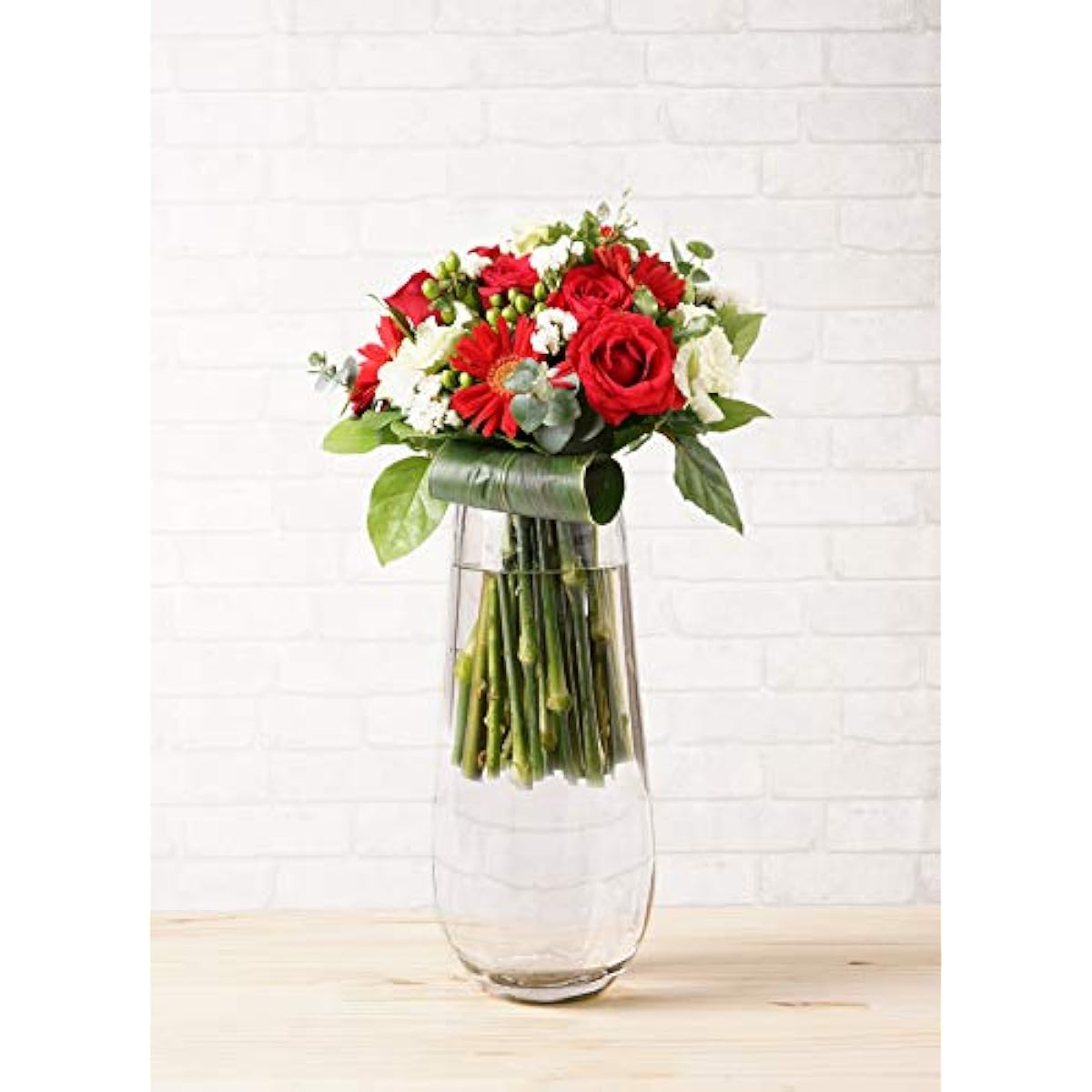 HitoHana Rose Glass Bouquet Red M River Base L Size Included