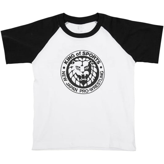 New Japan Pro Wrestling T-shirt Lion Mark Raglan White x Black Kids-S 5362101217