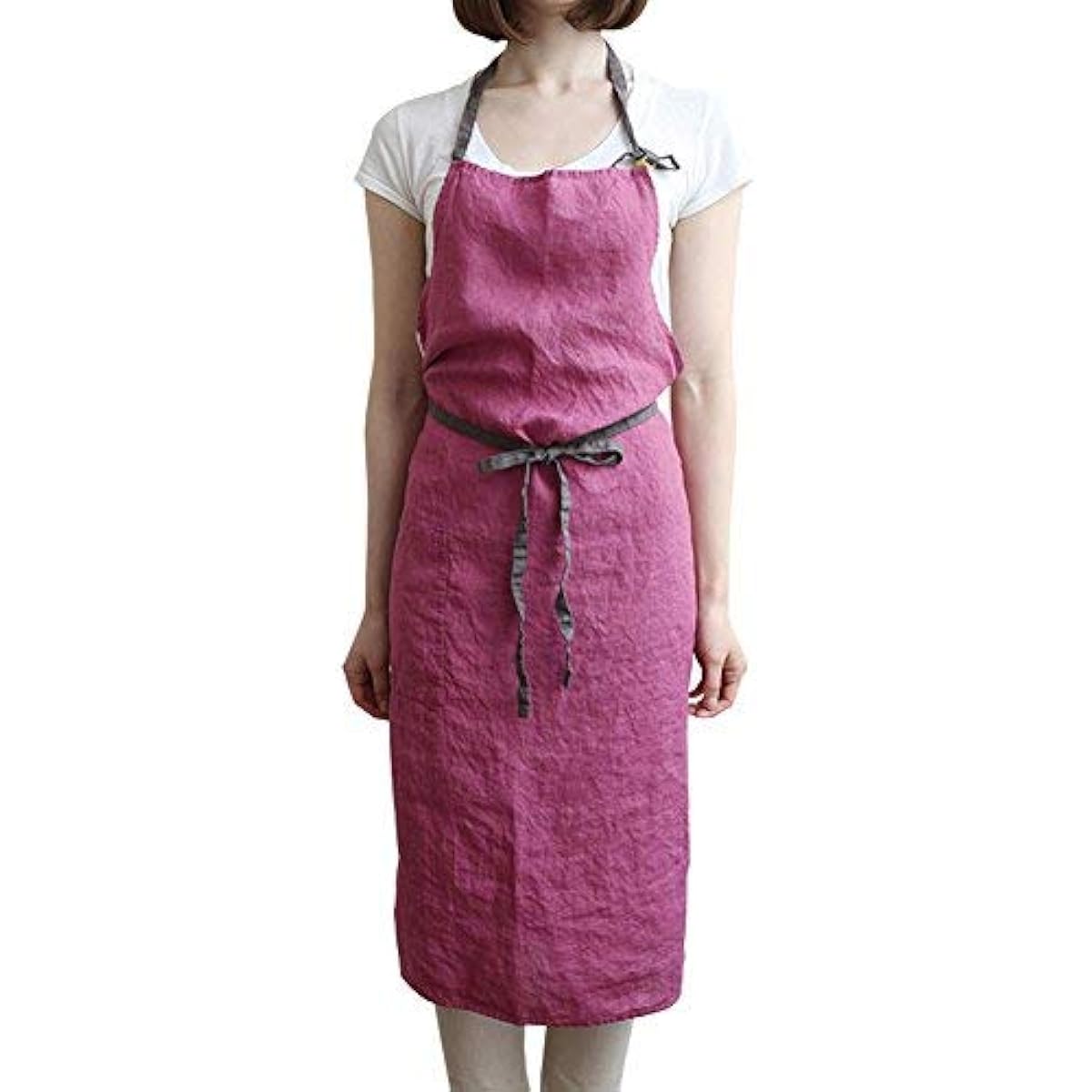 Linen full apron Manon <magenta> A266 [Lino e Lina/Lino e Lina]