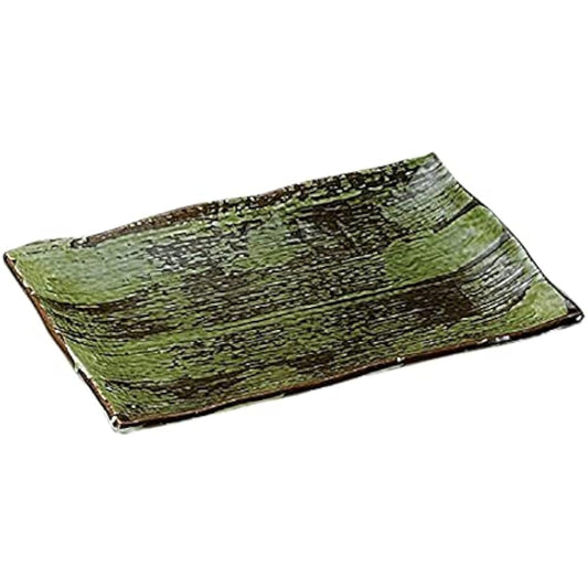 Set of 5 Banko Ware Large Plate Oribe No. 11.0 Long Square Plate [345 x 235 x 40mm] Japanese Tableware for Inns, Restaurants, Restaurants, Commercial Use