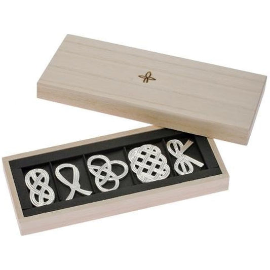 Hanagakudo [Nousaku] Chopstick rest set, knotted, 5 chopsticks, gift set in paulownia box